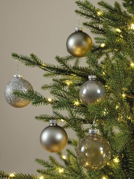 Decoris Grey Pack of 21 Glass Christmas Baubles (F58080) | £15