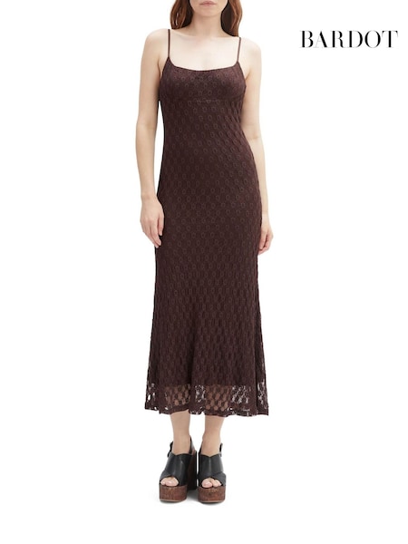 Bardot Brown Adoni Mesh Midi Dress (F58110) | £99