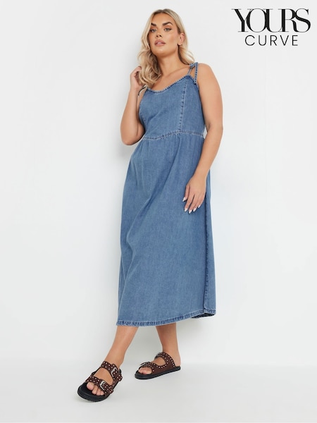 Yours Curve Blue Ballerina 100% Cotton Dress (F58132) | £39