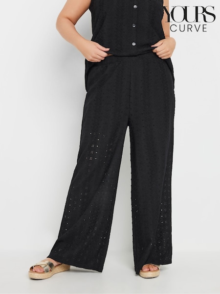 Yours Curve Black Broderie Trousers (F58158) | £29