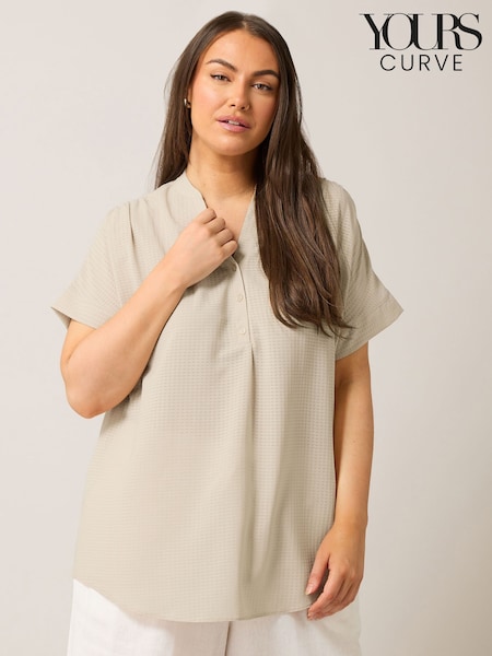 Yours Curve Natural Half Placket Blouse (F58218) | £36
