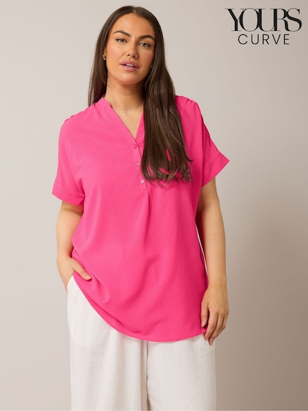 Yours Curve Pink Half Placket Blouse (F58268) | £36