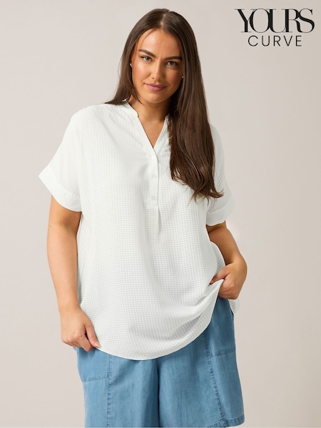 Yours Curve White Half Placket Blouse (F58302) | £36