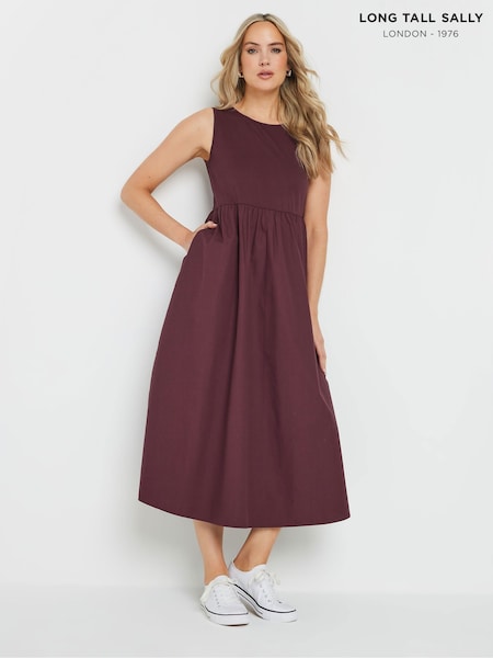 Long Tall Sally Purple 100% Cotton Sleeveless Mixed Fabric Midi Dress (F58309) | £33