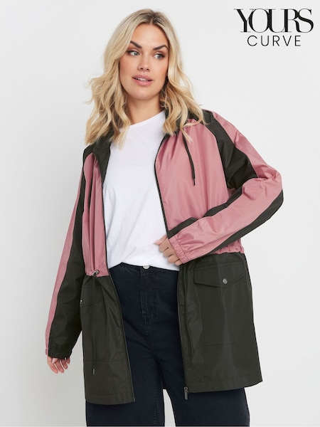 Yours Curve Pink Lightweight Colourblock Parka (F58320) | £36