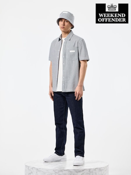 Weekend Offender Ticking Stripe Gervasi Short Sleeve Shirt (F58360) | £65