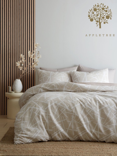 Appletree Natural Otto Textured Jacquard Duvet Cover Set (F58395) | £35 - £55