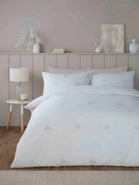 Serene Natural Emily Embroidery Easy Care Duvet Cover Set (F58397) | £24 - £45