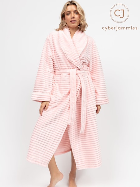 Cyberjammies Pink Striped Sealskin Fleecy Dressing Gown (F58575) | £42