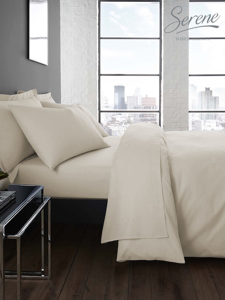 Serene Natural Plain Dye Easy Care 32cm Fitted Bed Sheet (F58676) | £8 - £13