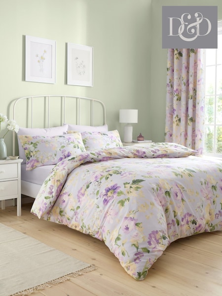 Dreams & Drapes Lilac Flourette Easy Care Duvet Cover Set (F58691) | £17 - £34