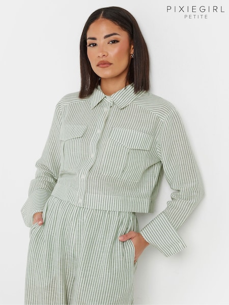 PixieGirl Petite Green Stripe Short Shirt (F58723) | £29