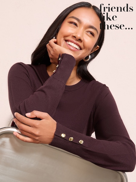 Friends Like These Burgundy Red Long Sleeve Crew Neck Jumper (F58738) | £26