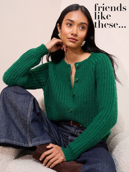 Friends Like These Green Crew Neck Cable Cardigan (F58783) | £36