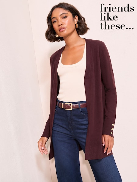 Friends Like These Burgundy Red Longline Cardigan (F58802) | £29