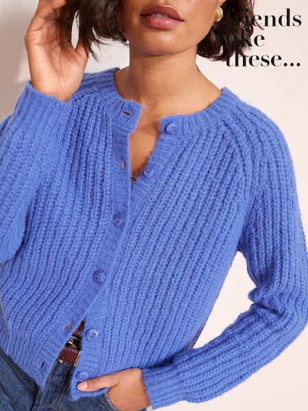 Friends Like These Blue Crew Neck Cable Cardigan (F58803) | £34