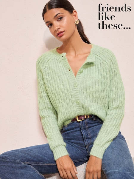 Friends Like These Mint Crew Neck Cardigan (F58810) | £34