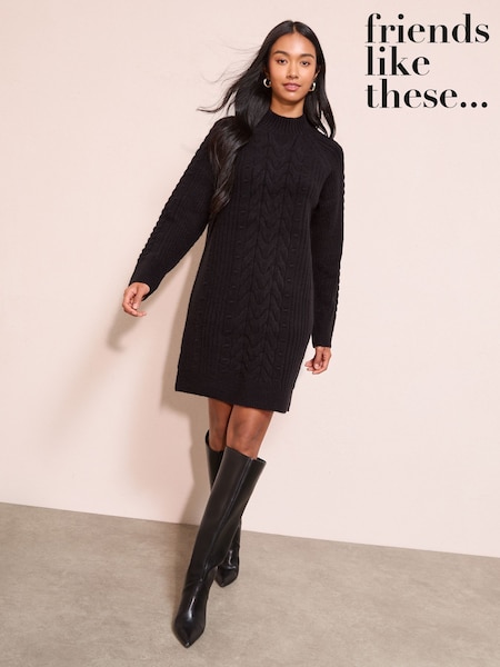Friends Like These Black Honeycomb Detail Mini Dress (F58834) | £45