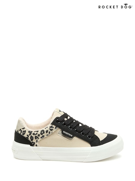 Rocket Dog Natural Leopard Print Cheery Blocked PU Suede/Leon Trainers (F58906) | £45.50
