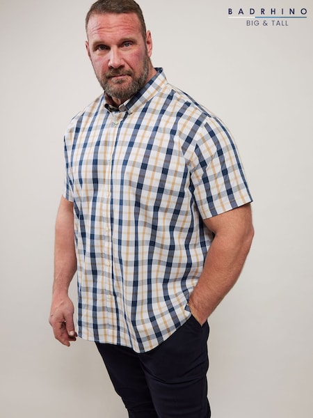 BadRhino Big & Tall Blue 100% Cotton Check Shirt (F58945) | £33