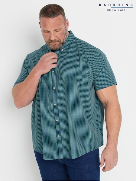 BadRhino Big & Tall Green Gingham 100% Cotton Check Shirt (F58956) | £33