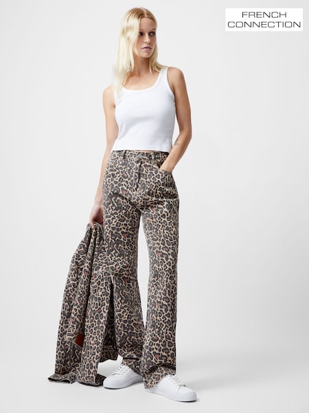 French Connection Animal Print 100% Cotton Charlie Printed Straight Jeans (F58981) | £79