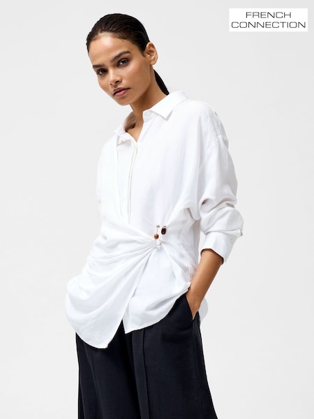 French Connection White Auri Linen Clasp Shirt (F58983) | £75
