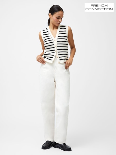 French Connection White Lumi Mozart Knit Waistcoat (F58990) | £65