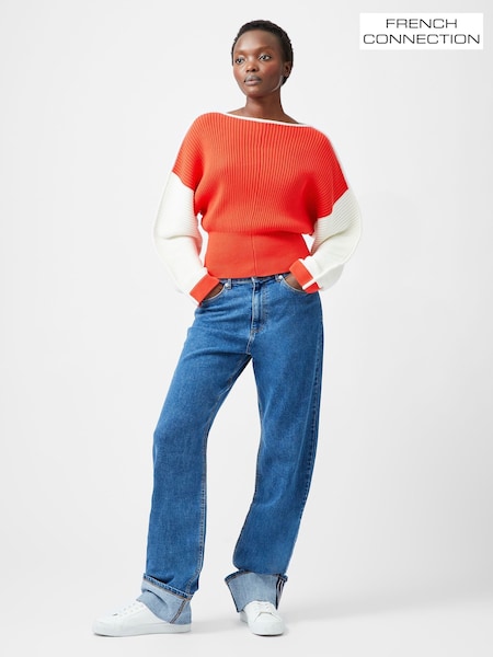 French Connection Red Lily Drop Shoulder 100% Cotton Jumper (F58993) | £85