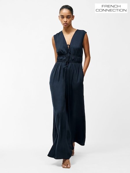 French Connection Blue Damasco Air Flow Poly Jumpsuit (F58999) | £110