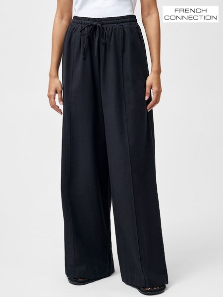 French Connection Black Clare Linen Blend Trousers (F59001) | £59