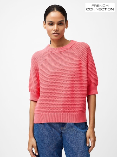 French Connection Pink Lily High Neck 100% Cotton Top (F59006) | £55