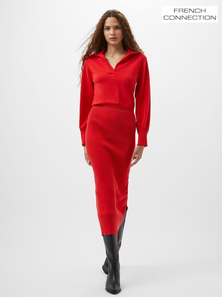 French Connection Red Mozza Collared Midi Dress (F59018) | £95