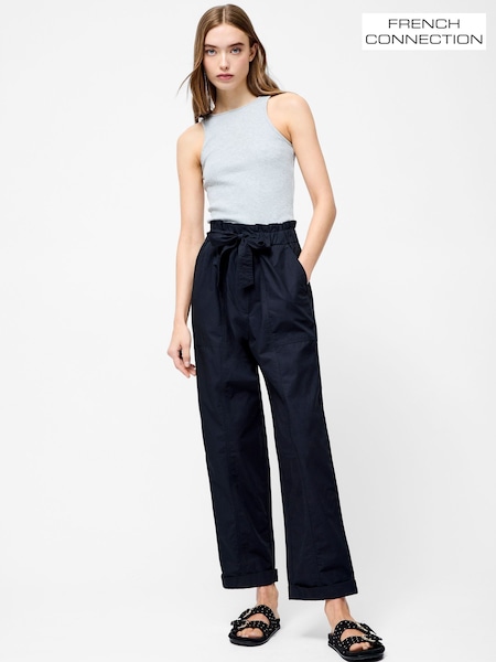 French Connection Blue 100% Cotton Paper Bag Trousers (F59031) | £69