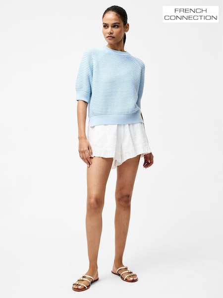 French Connection Blue Lily High Neck 100% Cotton Top (F59037) | £55