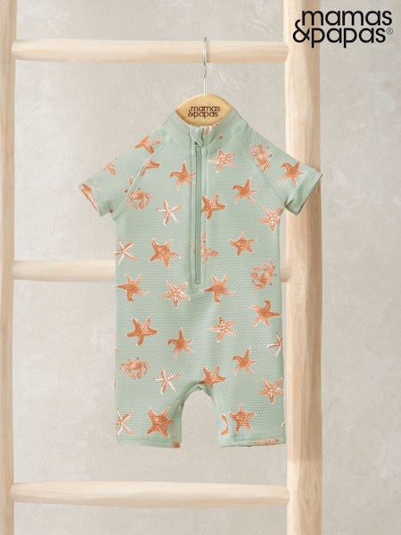 Mamas & Papas Green Star Fish Print Swimsuit (F59133) | £24