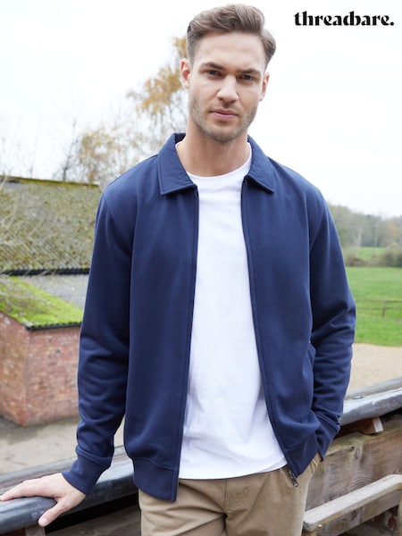 Threadbare Blue Zip Up Collared Sweatshirt (F59157) | £26