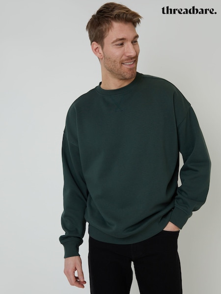 Threadbare Forest Green Oversized Fit Crew Neck Sweatshirt (F59162) | £26