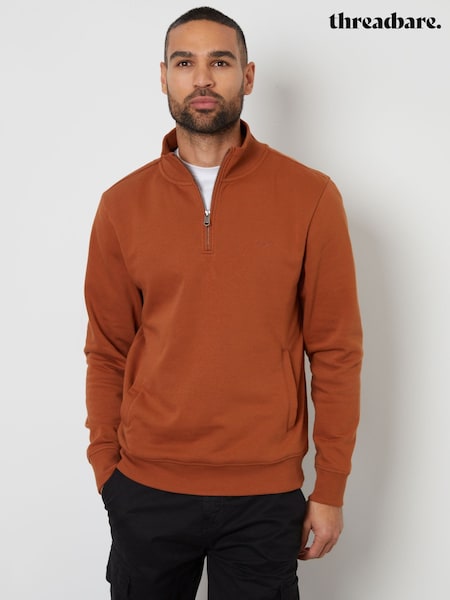 Threadbare Rust Quarter Zip Neck Sweatshirt (F59192) | £22