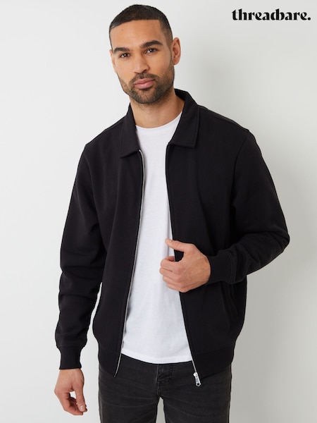 Threadbare Black Zip Up Collared Sweatshirt (F59193) | £26