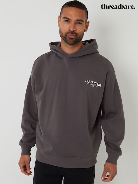 Threadbare Grey Graphic Print Relaxed Fit Pullover Hoodie (F59202) | £28