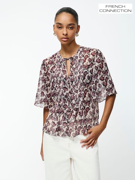 French Connection Pink Elyse Hallie Crinkle Blouses (F59229) | £55
