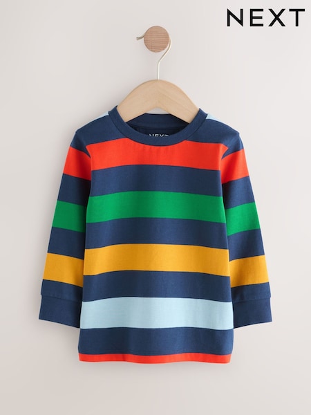 Multi Bright 100% Cotton Long Sleeve Stripe T-Shirt (3mths-7yrs) (F59424) | £6.50 - £8.50