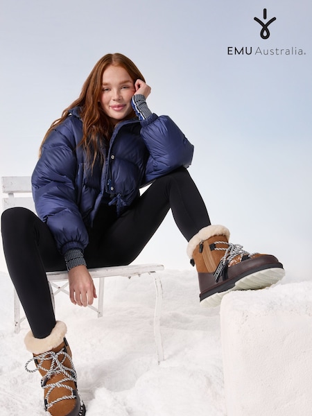 EMU Australia Brown Blurred Lace Up Snow Boots (F59429) | £189