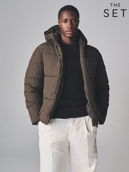 The Set Dark Khaki Short Padded Coat (F59476) | £43