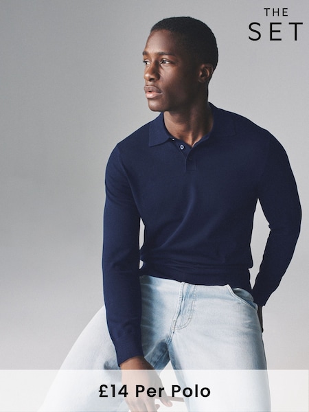 The Set Multicolour 3 Pack Long Sleeve Knitted Polo Jumpers (F59525) | £42