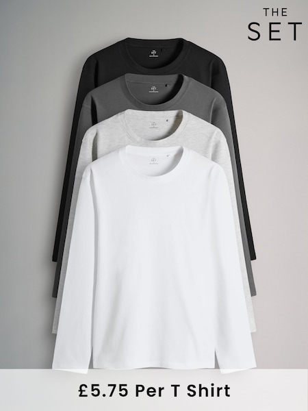 The Set Multicoloured 4 Pack Regular Long Sleeve T-Shirts (F59561) | £23