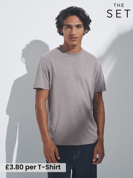 The Set Black/Grey/Brown/White 10 Pack Regular Short Sleeve Cotton Blend T-Shirts (F59569) | £38