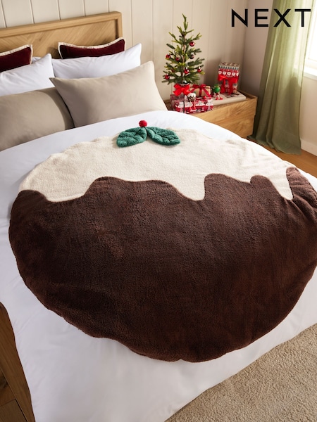 Brown Shaped Christmas Pudding Throw (F59571) | £28