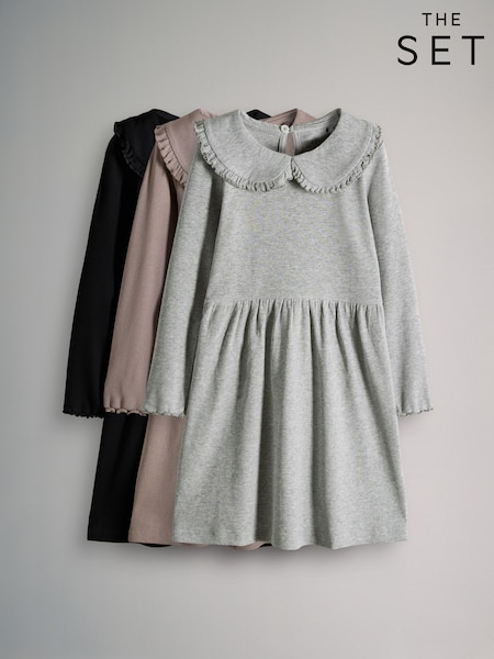 The Set Multi 3 Pack Collared Ribbed Long Sleeve Dresses (F59663) | £22 - £27